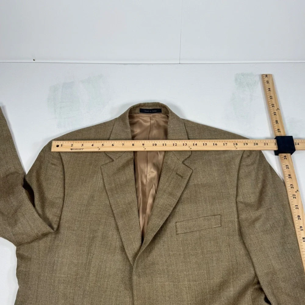 Lauren Ralph Lauren Mens 44L Silk Wool Herringbone Blazer Sport Coat Tan Brown